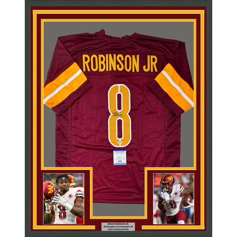 Framed Autographed/Signed Brian Robinson Jr. 33x42 Burgundy Jersey PSA/DNA COA