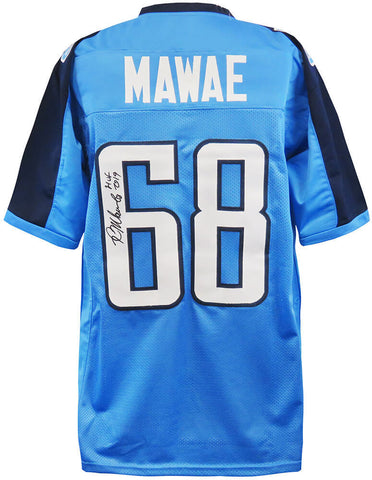 Kevin Mawae Signed Blue Custom Football Jersey w/HOF 2019 (SCHWARTZ COA)