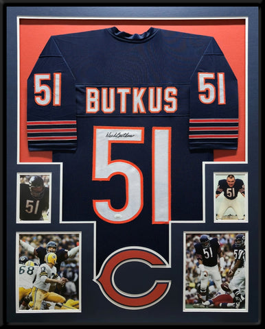 FRAMED CHICAGO BEARS DICK BUTKUS AUTOGRAPHED SIGNED JERSEY JSA COA