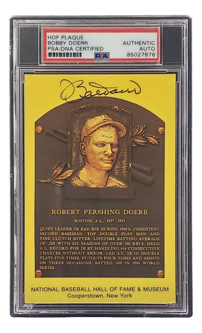 Bobby Doerr Signed 4x6 Boston Red Sox HOF Plaque Card PSA/DNA 85027876