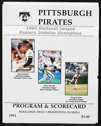 1990 Pittsburgh Pirates National League Program & Scorecard Magazine