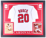 Lou Brock Signed St. Louis Cardinals 35"x43" Framed Jersey (JSA COA) All Star LF