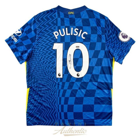 CHRISTIAN PULISIC Autographed 2021-22 Chelsea FC #10 Home Jersey PANINI