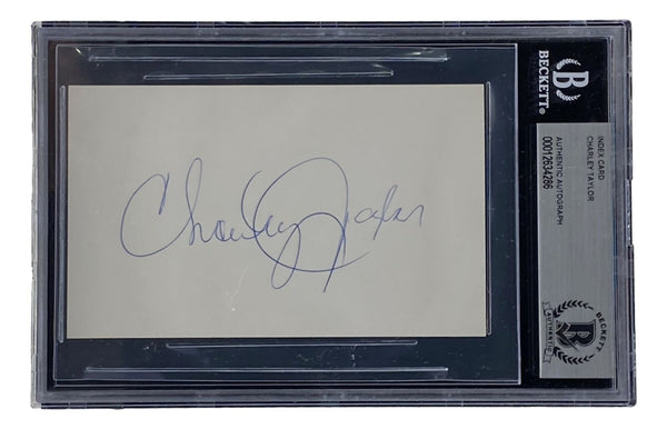 Charley Taylor Washington Commanders Signed Slabbed Index Card BAS