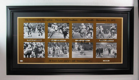 "The Immaculate Reception" 4 X Signed Franco Harris Photo Steelers Framed JSA