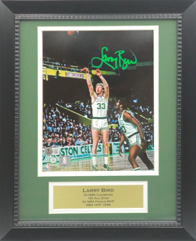 Larry Bird Autographed Boston Celtics Shooting Signed 8x10 Framed Photo Beckett