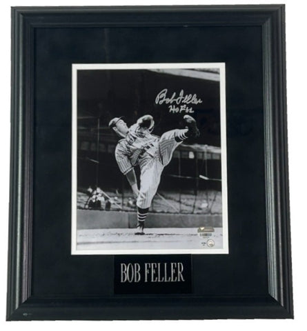 Bob Feller Autographed & Inscribed "HOF 62" Framed 8x10 B&W Photo - Fanatics COA