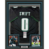 Framed Autographed/Signed D'Andre Swift 33x42 Philadelphia Black Jersey JSA COA