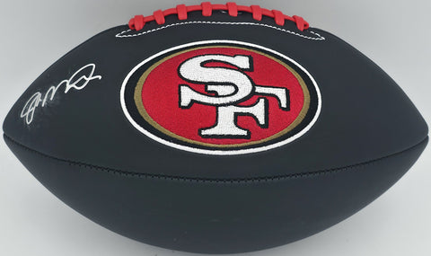 Joe Montana Autographed 49ers Black Logo Football Beckett Witness #WA82172
