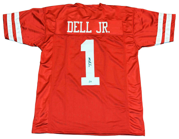 TANK DELL AUTOGRAPHED HOUSTON COUGARS #1 RED JERSEY BECKETT