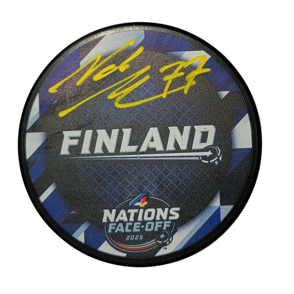 Niko Mikkola Autographed Finland 2024 4 Nations Face Off Hockey Puck Beckett
