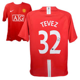 Carlos Tevez Signed Manchester Utd Home Soccer Jersey #32 with Beckett Witness