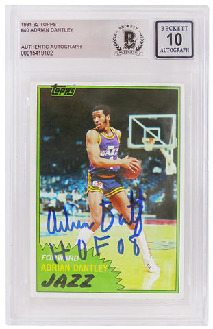 Adrian Dantley Signed Jazz 1981-82 Topps Card #40 w/HOF'08 - (Beckett - Auto 10)