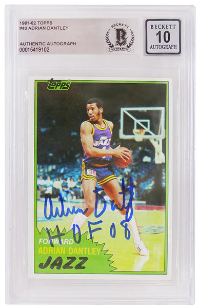 Adrian Dantley Signed Jazz 1981-82 Topps Card #40 w/HOF'08 - (Beckett - Auto 10)