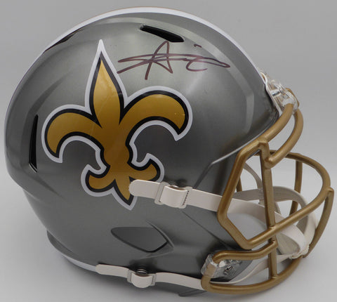Alvin Kamara Autographed Flash Gold Full Size Helmet Saints Beckett QR #1W403133