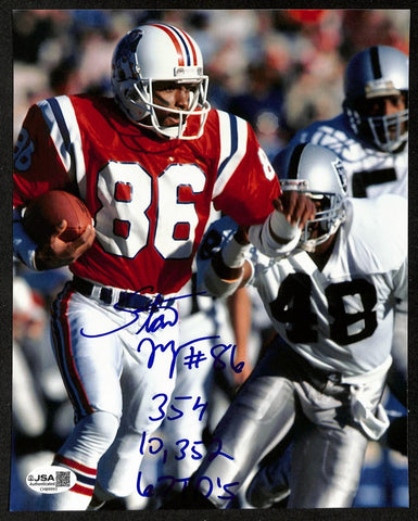 Stanley Morgan Signed/Inscribed 8x10 Photo New England Patriots JSA 202003
