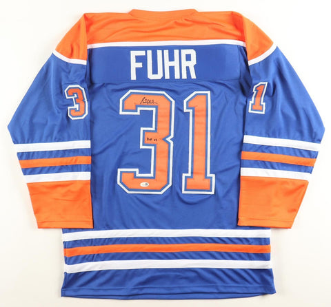 Grant Fuhr Signed Edmonton Oilers Jersey "HOF 03" (JSA) 5xStanley Cup Champion