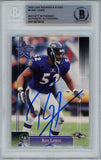 Ray Lewis Signed 2002 Leaf Rookies & Stars #8 Trading Card Beckett Slab 43374