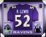 Ray Lewis Signed Baltimore Ravens 35x43 Framed Jersey (Beckett) All Pro L.B.