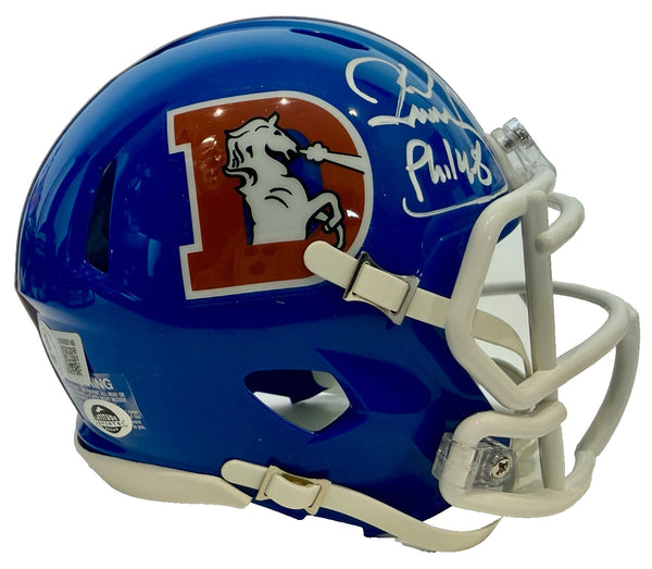 Karl Mecklenburg Autographed Denver Broncos "D" Logo Mini Helmet -- BAS COA
