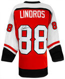 Eric Lindros (FLYERS) Signed Orange Custom Hockey Jersey - (SCHWARTZ COA)