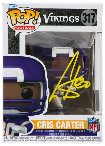 Cris Carter Signed Minnesota Vikings NFL Funko Pop Doll #317 - (SCHWARTZ COA)
