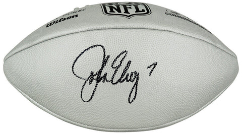 John Elway Signed Wilson Duke Silver Metallic NFL F/S Rep Football -SCHWARTZ COA