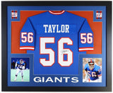 Lawrence Taylor Signed New York Giants 35x43 Framed Jersey (JSA) 10xPro Bowl L.B