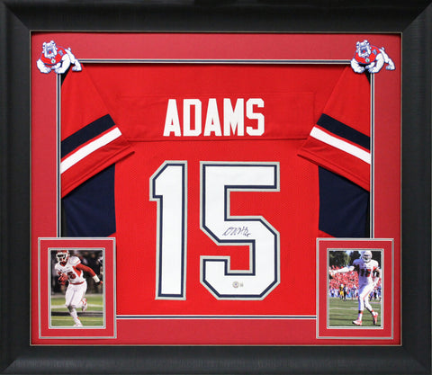 Fresno State Davante Adams Signed Red Pro Style Framed Jersey BAS Witnessed