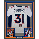 Framed Autographed/Signed Justin Simmons 33x42 Denver White Jersey JSA COA