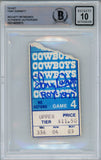 Tony Dorsett Autographed 11/6/1977 vs Giants Ticket Stub Beckett 10 Slab 39263