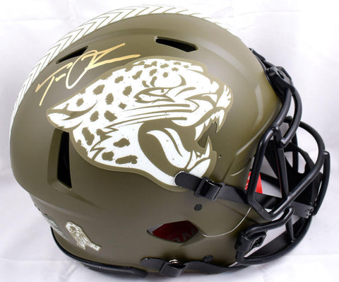 Trevor Lawrence Signed Jaguars F/S Salute to Service Speed Auth Helmet- Fanatics