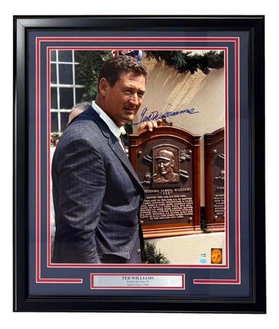 Ted Williams Signed Framed 16x20 Boston Red Sox Hall Of Fame Photo PSA/DNA LOA