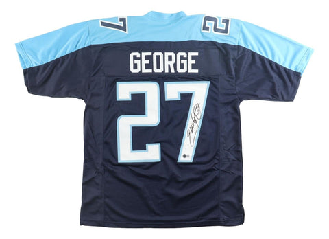 Eddie George Tennessee Signed Navy Blue Football Jersey BAS