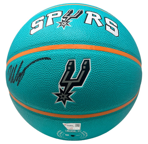 Victor Wembanyama Autographed Spurs Turquoise City Edition Basketball Fanatics
