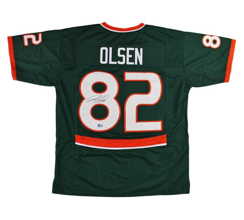 Greg Olsen Signed University of Miami Custom Green Jersey