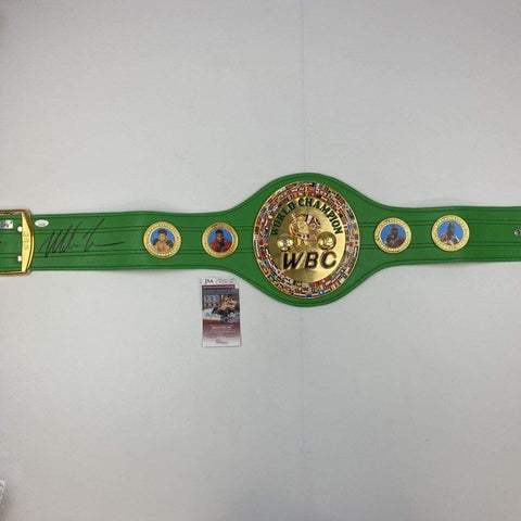 Autographed/Signed Mike Tyson WBC Green Boxing Replica Championship Belt JSA COA
