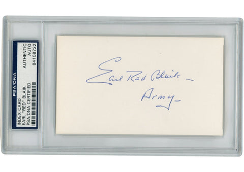 Earl Red Blaik Autographed/Signed Army Cadets Index Card Slabbed PSA 54933