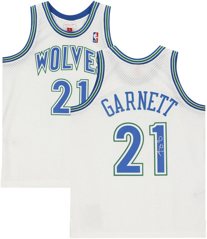 Kevin Garnett Minnesota Timberwolves Signed White 1995 M&N Swingman Jersey