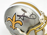ALVIN KAMARA AUTOGRAPHED SAINTS FLASH GRAY MINI HELMET BECKETT WITNESS 224756