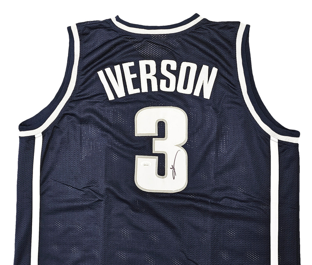 GEORGETOWN HOYAS ALLEN IVERSON AUTOGRAPHED SIGNED BLUE JERSEY JSA STOC ...