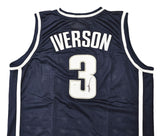 GEORGETOWN HOYAS ALLEN IVERSON AUTOGRAPHED SIGNED BLUE JERSEY JSA STOCK #215711