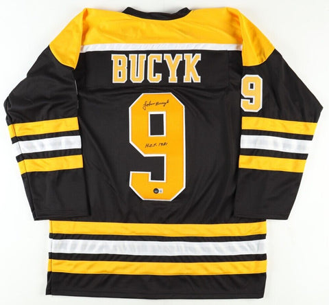 John Bucyk Signed Boston Bruins Throwback Jersey Inscribed "HOF 1981" (Beckett))