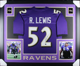 Ray Lewis Autographed Pro Style Purple XL Framed Jersey 35x43 Beckett 53754
