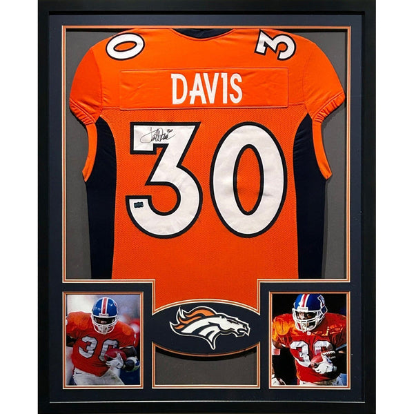 Terrell Davis Autographed Signed Framed Orange Denver Broncos Jersey BECKETT