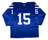 Earl Morrall Baltimore Signed Blue Football Jersey 1968 MVP Insc JSA Hologram