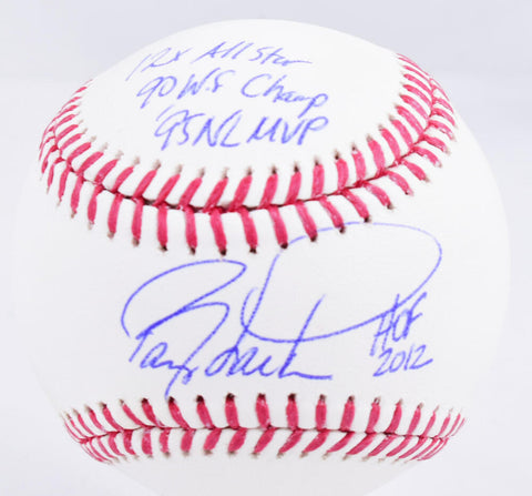 Barry Larkin Autographed Rawlings OML Baseball w/ Stats - Beckett W Hologram