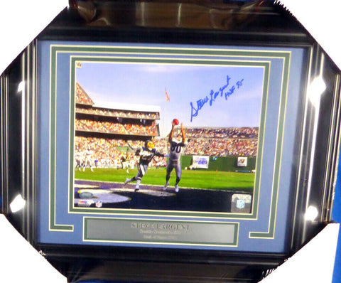 STEVE LARGENT AUTOGRAPHED FRAMED 8X10 PHOTO SEAHAWKS "HOF 95" MCS HOLO 130245