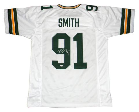 PRESTON SMITH AUTOGRAPHED SIGNED GREEN BAY PACKERS #91 WHITE JERSEY BECKETT