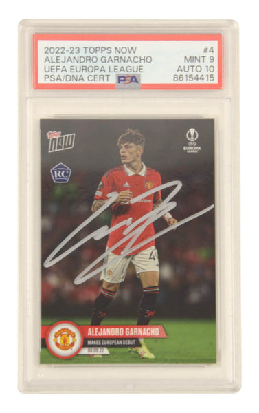 Alejandro Garnacho Signed 2022 Topps Now Pro Debut Rookie Card - PSA 9 Auto 10